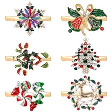 6 PCS Christmas Hair Clips for Women Sparkly Rhinestone Reindeer Wreath Bell ...