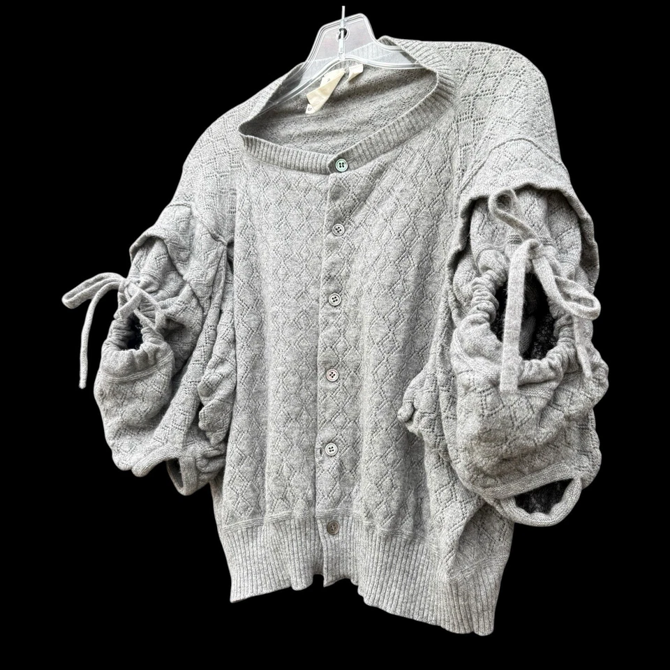 Cárdigan de Lana Tao COMME des GARCONS Gris Suéter Hinchado Manga Corta LEER Foto 3 de 4