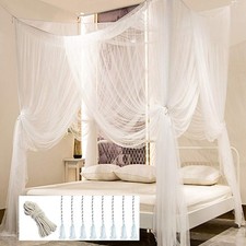 Bed Canopy, Canopy Bed Curtains Bed Drapes for Full Queen King Size Bed Mosqu...