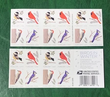 US Birds in Winter Book Pane of 20 Forever Christmas Stamps Sc# 5317-5320 2018.