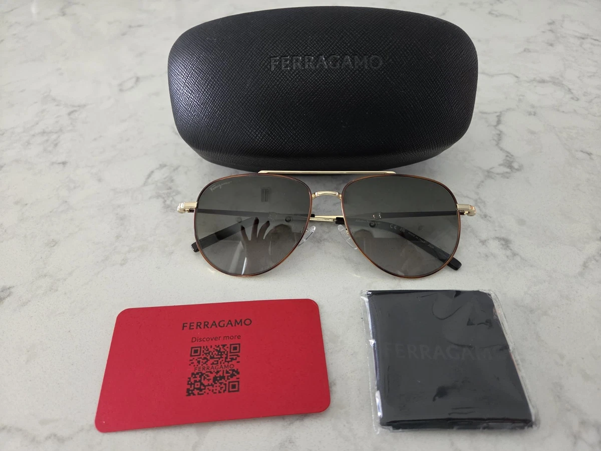 Salvatore Ferragamo SF634S Striped Khaki Aviator Sunglasses Brown Gradient Italy Amazon.com: Salvatore Ferragamo Geometric Sunglasses SF942S  main image 4