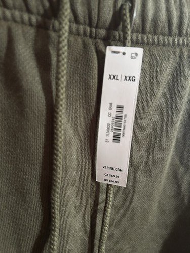 Victorias Secret XXL Pink Ivy Fleece Straight Leg Cargo Olive Sweatpants NWT - Picture 7 of 13