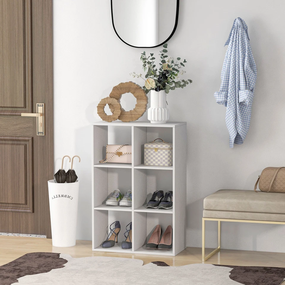 Libreria Bianca dal Design Moderno con 6 Scomparti, HOMCOM, 61.5x29.5x91.5cm - Immagine 3 di 4