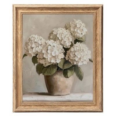 ASTRDECOR Framed Vintage Floral Wall Art, White Hydrangea Flower Canvas Paint...