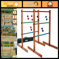 Outdoor Ladder Toss Game Set - Wooden Golf Toss with 6 Bolas Carry Bag, Fun fo