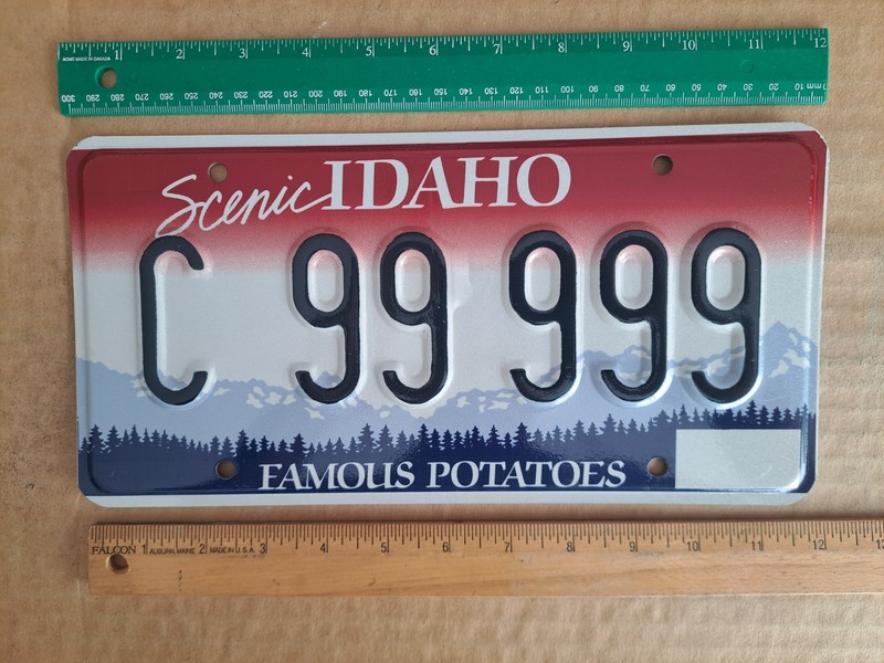License Plate, Idaho, Sunset, Quintuple 9: C 99999