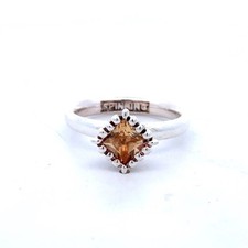 Designer 925 Sterling Silver Princess Cut Citrine November Birthstone Ring