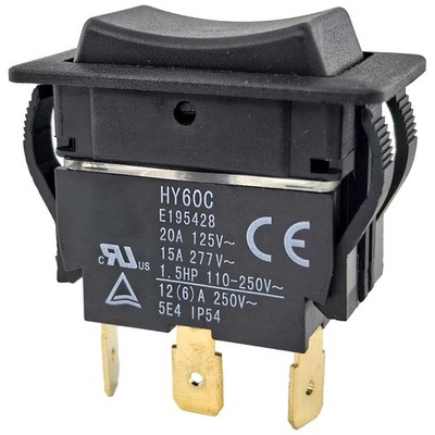 HY60C 3-Pin Rocker Switch ON-Off-ON 20A/125V~ 15A/277V Heavy-Duty Switch for