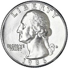 1986 D Washington Quarter Uncirculated US Mint