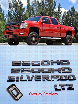 #ad Gloss BLACK 2500HD SILVERADO DOOR Tailgate EMBLEM NAMEPLATE Overlay 2007 2019 $53.89