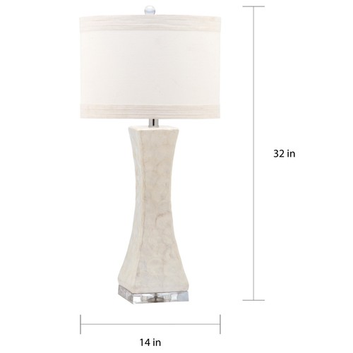 Gorgeous Ivory Capiz Shell Set of 2 White Table Lamps Pair Shades Chrome Base - Picture 4 of 6