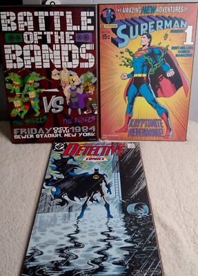 2013 Viacom TMNT, Batman Detective Comics, Superman #1 Hobby Lobby Wooden Signs