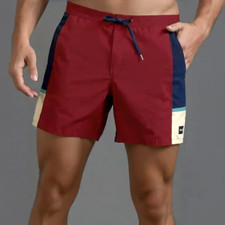 new VANS Swim Board shorts Mens 38x8 Burgundy Blue Lightwt Stretch Zip Pocket
