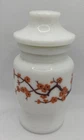 VINTAGE Milk Glass Spice  container Apple Blossom Marked BELGIUM, Collectable
