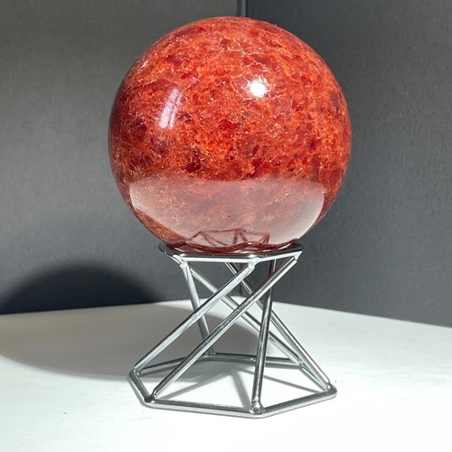 452g Natural strawberry quartz ball Quartz Crystal Energy Healing Ball + Stand - Picture 6 of 13