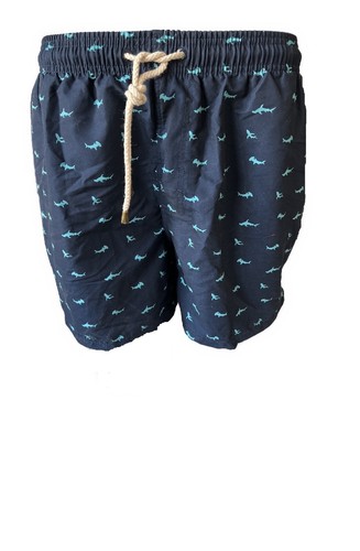 Herren Badeshort Haimuster Navy Gelb Blau Gr. M - Picture 2 of 4