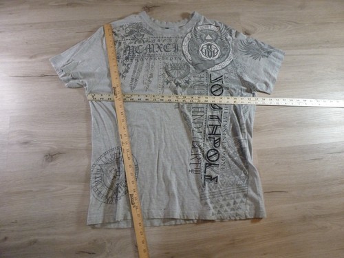 Southpole Shirt Mens 2XL Gray Streetwear Grunge Graphic Logo SMALL HOLE BY HEM* - Picture 5 of 10