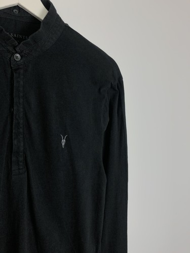 Allsaints Crail LS Polo Longsleeve Pullover Black size M - Picture 4 of 10