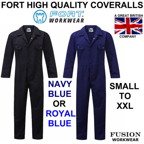 COVERALLS.NAVY & ROYAL BLUE CASTLE.OVERALLS.BOILERSUIT, POLYCOTTON STUD