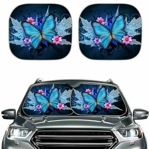 2PC Car Auto Windshield Protector Butterfly Design Front Window Sun Shade Visor - Picture 11 of 11