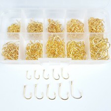 500-er Set ANGELHAKEN gold Gr. 3-12 Fried Weiß Fisch Forellen Barsch Öhr Haken 