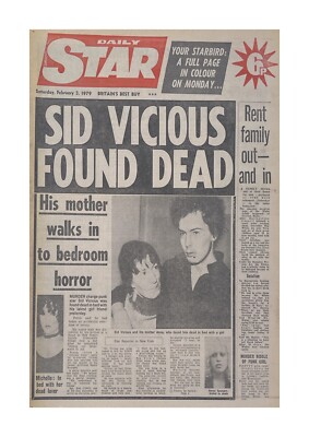 Sid Vicious Death Daily Star A4 mounted reproduction poster choice of frame