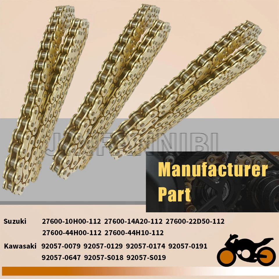 Cadena oro 520 X-Ring 112 eslabones con eslabón maestro de conexión para motocicleta Foto 3 de 4