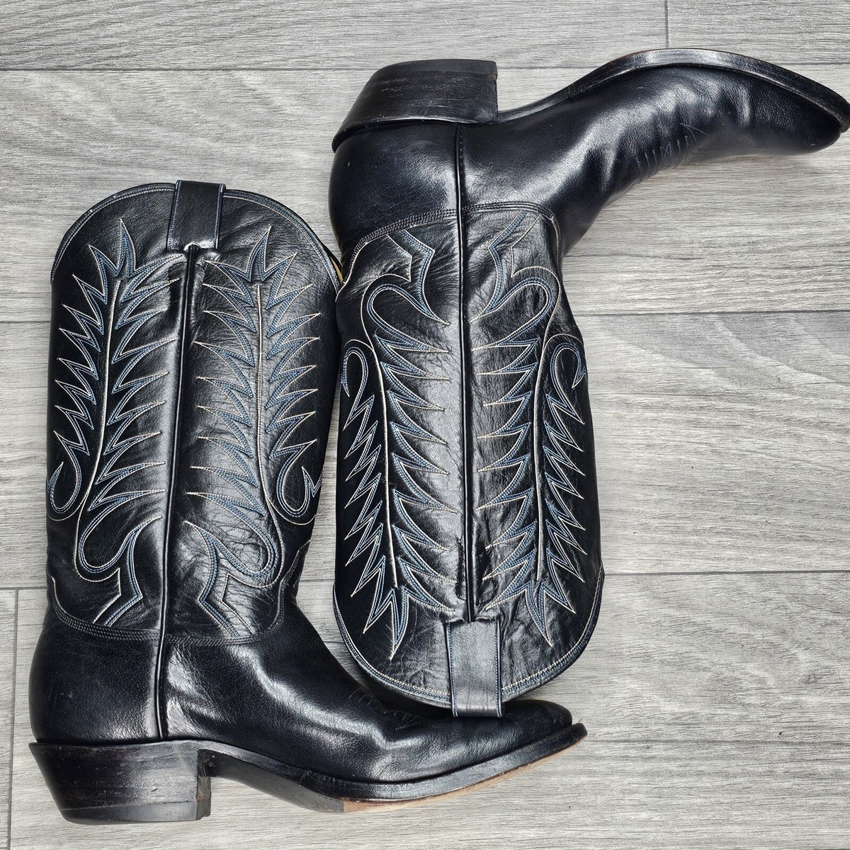 Olsen Stelzer Embroidered Western Boots Size 11 Made In Henrietta Texas These stunning Olsen-Stelzer custom Kangaroo cowboy boots  main image 2