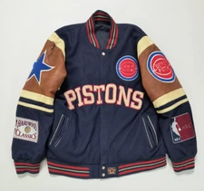 Vintage 2005 Detroit Pistons Jeff Hamilton Reversible Bomber Jacket Size XL  NBA
