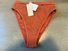 bitsy cut NEW brown ribbed  L SPACE lined swimsuit bikini bottom size XS