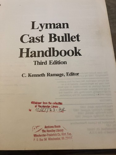 Lyman Cast Bullet Handbook C. Kenneth Ramage (Paperback) Third Edition - Foto 8 di 12