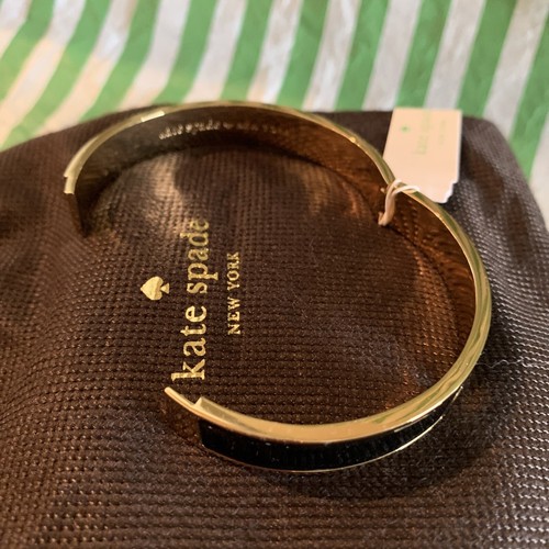NEW 2015 KATE SPADE BLACK ENAMEL PUNCH SPADE MAGNETIC HINGE BANGLE-O0RU0642 - Picture 12 of 21
