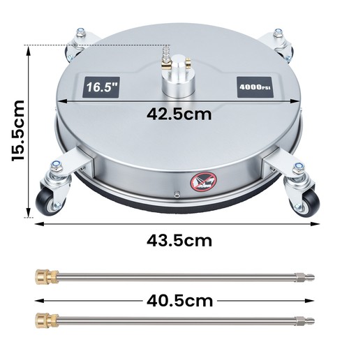16.5'' Industrial Surface Cleaner High Pressure Washer 4000PSI Stainless Steel - Picture 9 of 19