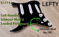 2025 LEFTY, LEFT Gilmour Style STRAT SSS 11-HOLE LOADED PICKGUARD w/ MOD ON/OFF