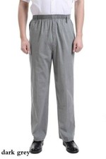 Men Cotton Linen Pants Elastic Waist Ethnic Summer Trouser Casual Slim Fit Soft