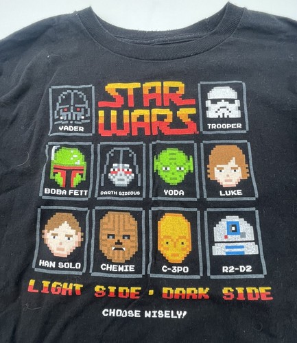 Star Wars Characters Long Sleeve Graphic Tee Shirt Yoda Luke Boys Size Large - Picture 3 of 7