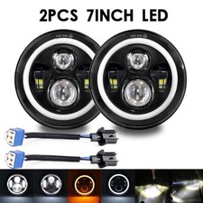 2x 7" LED Scheinwerfer Halo Angle Eyes E-Zertifiziert für Mercesdes Benz G Jeep