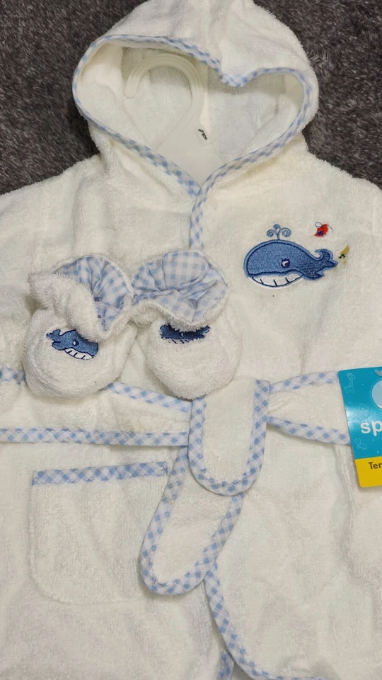 Albornoz y botines de felpa con capucha para bebé Spasilk 100 % algodón 0-9 meses Foto 3 de 4