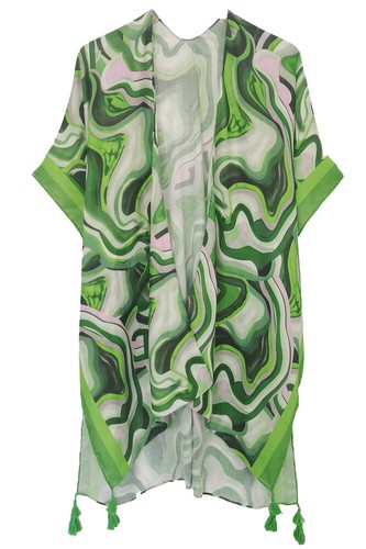 Cárdigan kimono Anthropologie para mujer estampado abstracto Resort Beach - Imagen 7 de 11