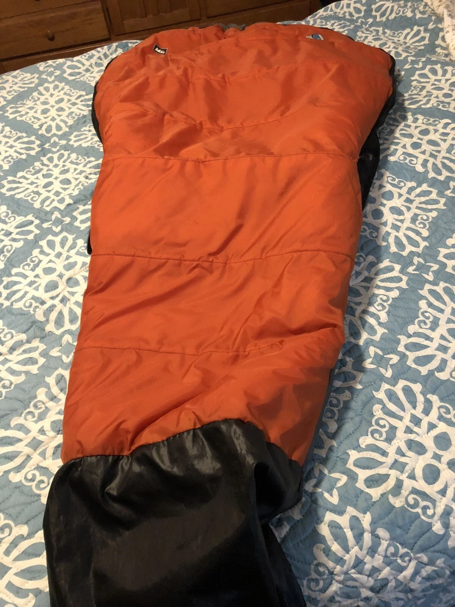 REI NODDER Kids 25 Deg Adjustable Sleeping Bag Orange 60x52 EUC FREE SHIPPING