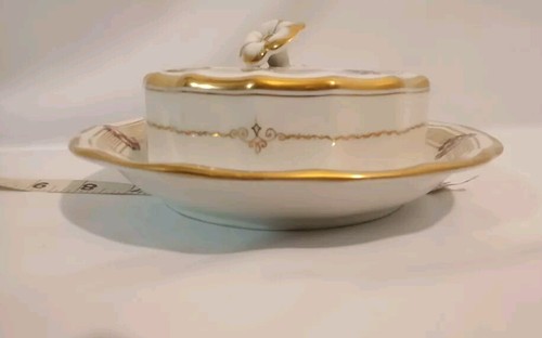 Kpm Rare Elegant Bowl With Bent Flower Lid Attached Under plate - Picture 12 of 13