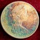 1967 Canada Wolf Silver 50 Cents Proof Like, Monster Rainbow Toned