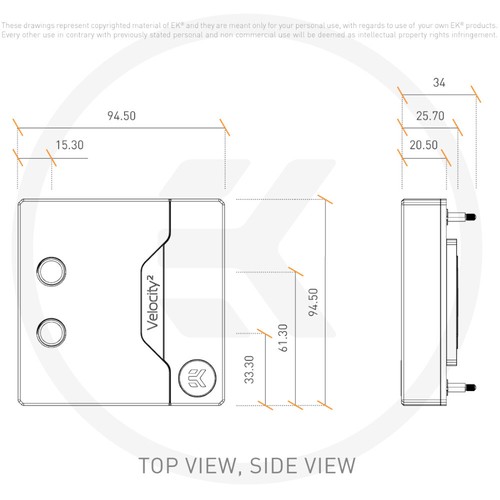 EK-Quantum Velocity² D-RGB CPU Water Block For Intel 1700 Nickel + Plastic - Photo 2/2