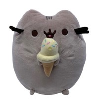 Gund 9" Pusheen Holding Ice Cream Cone Grey Cat Stuffed Animal Plush Snackables