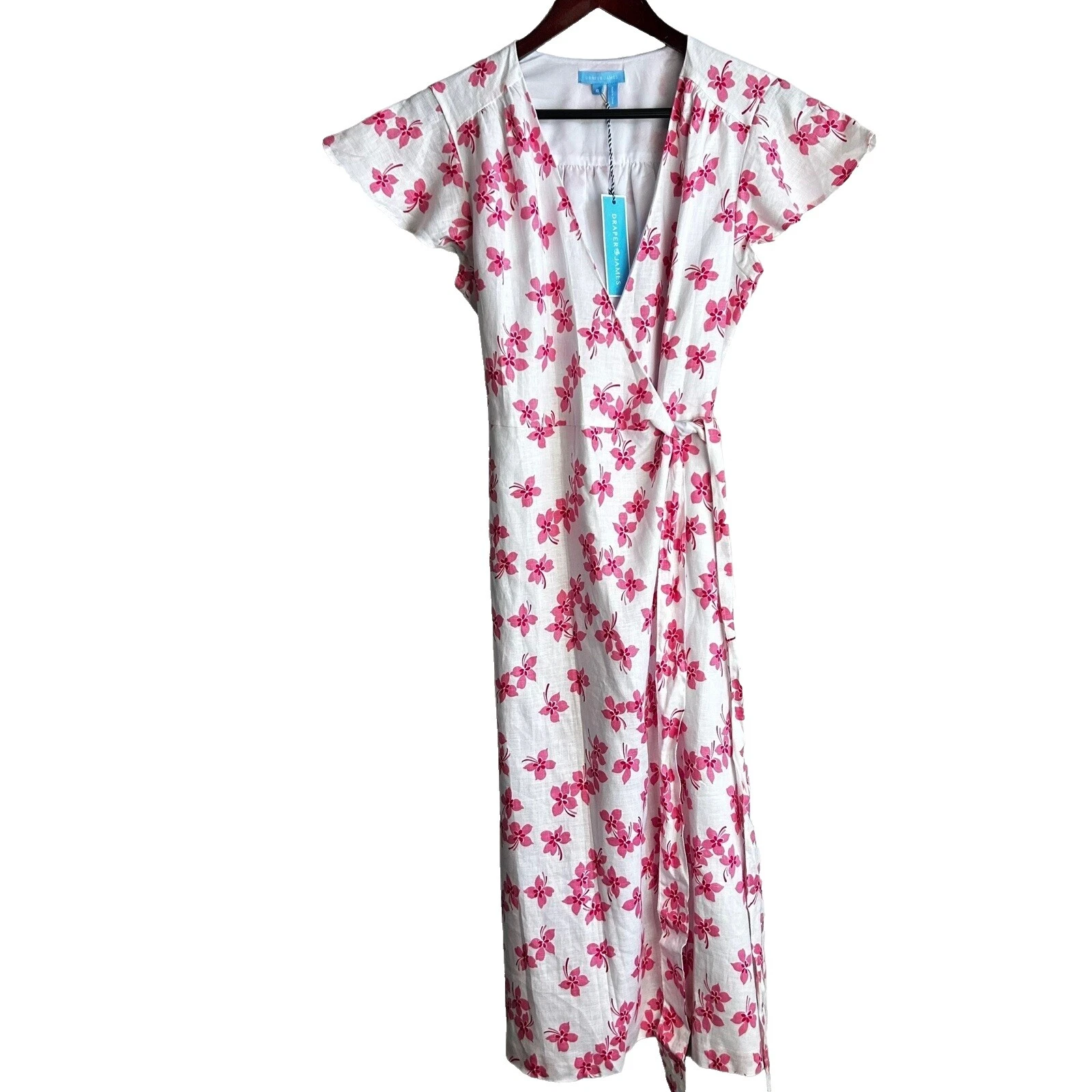 Linen Floral Wrap Dresses