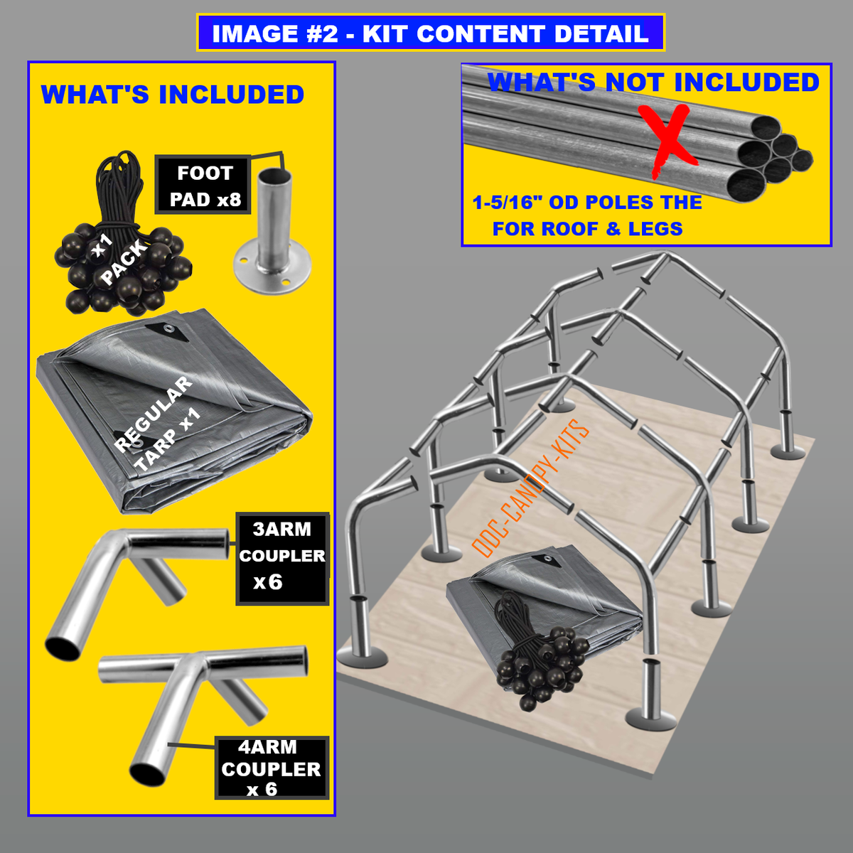 12x30' Carport Canopy Kit |1-3/8'' ID Fittings+Tarp+Bungee 12x30' Carport Canopy Kit |1-3/8'' ID Fittings+Tarp+Bungee