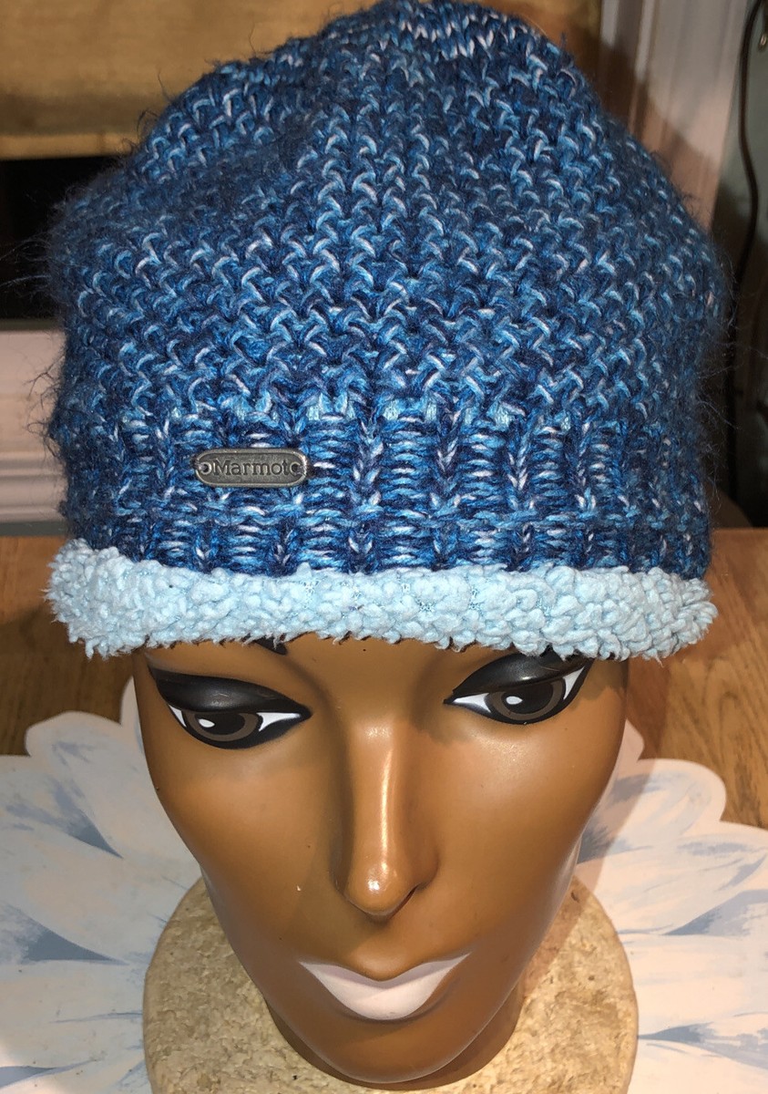 Kids' MARMOT Blue Knit Acrylic Beanie Fleece Lined, One Size | eBay