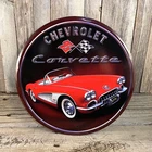 Chevrolet Corvette C1 Round Metal Tin Sign 12" Vintage Garage Man Cave  Bar New