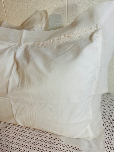 Gorgeous Intricate White Cotton Embroidered Eyelet Decorative Pillow Shams