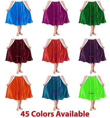 Satin Maxi Skirts 24'' Long Belly Dance Tribal Half Circle Jupe Robe Gypsy Women